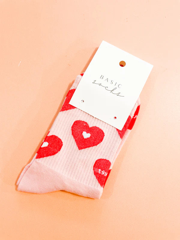 Angels Whisper Valentine Rib Neck Crew Socks