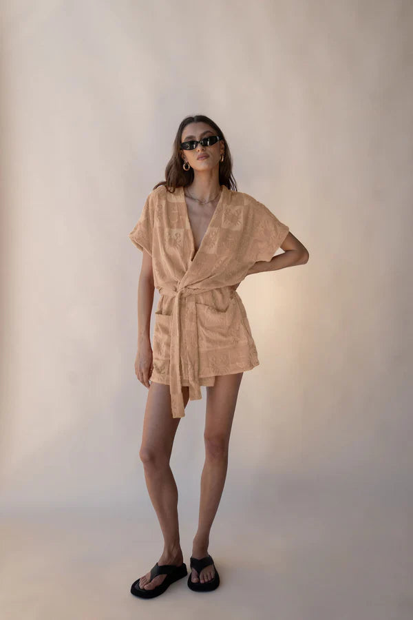 Araminta James Seaside Terry Kimono Dress Macadamia