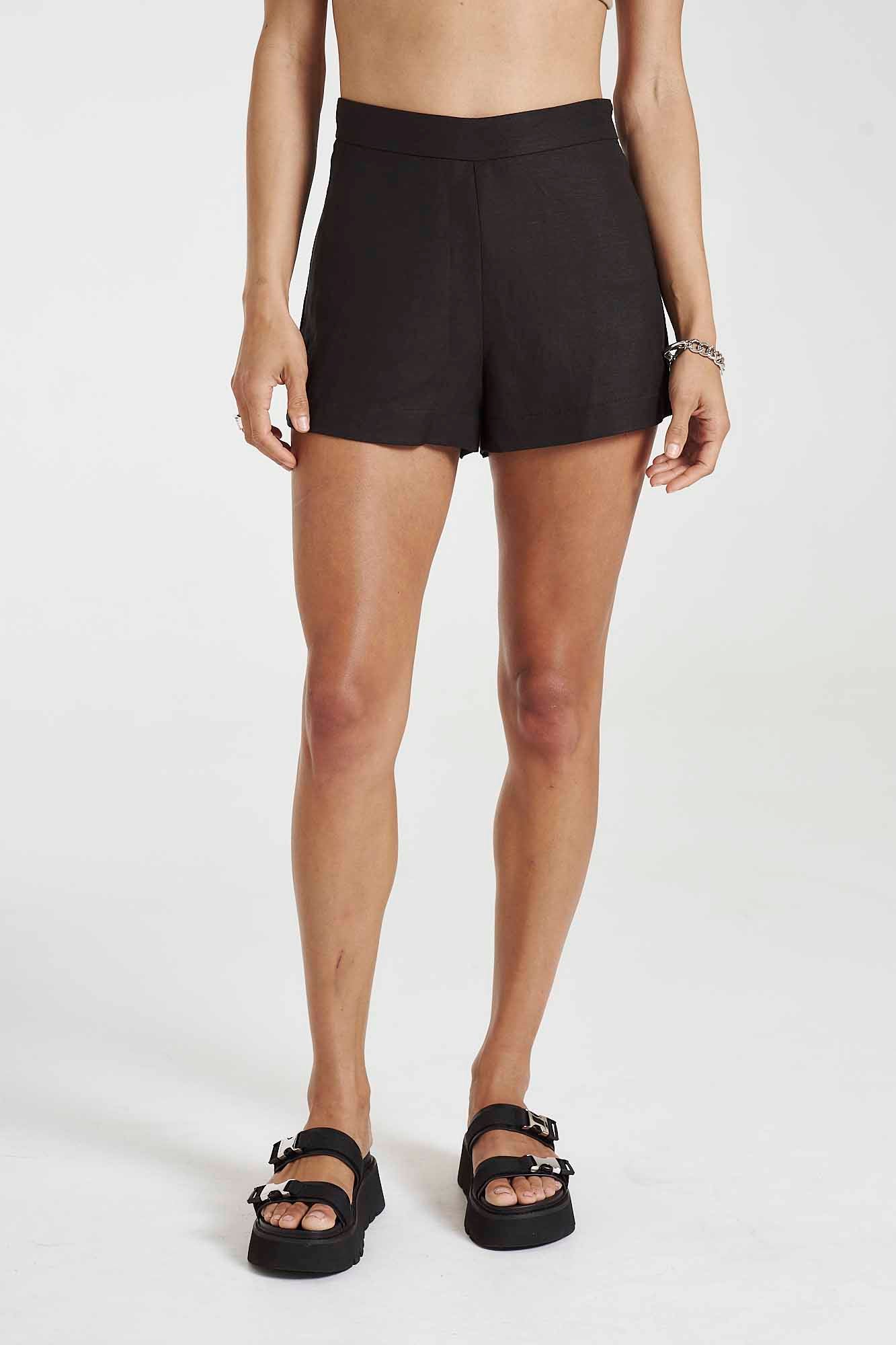 Summi Summi Linen Shorts Midnight Black