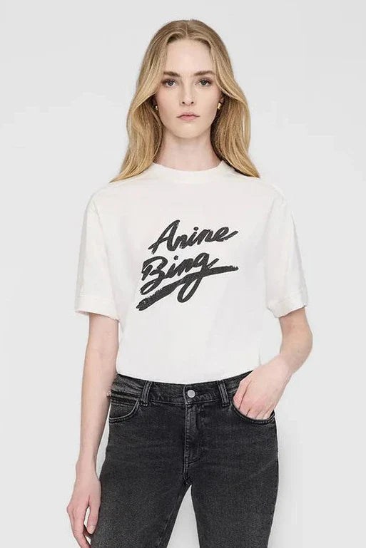 Anine Bing Jaylin Tee Signature Ivory