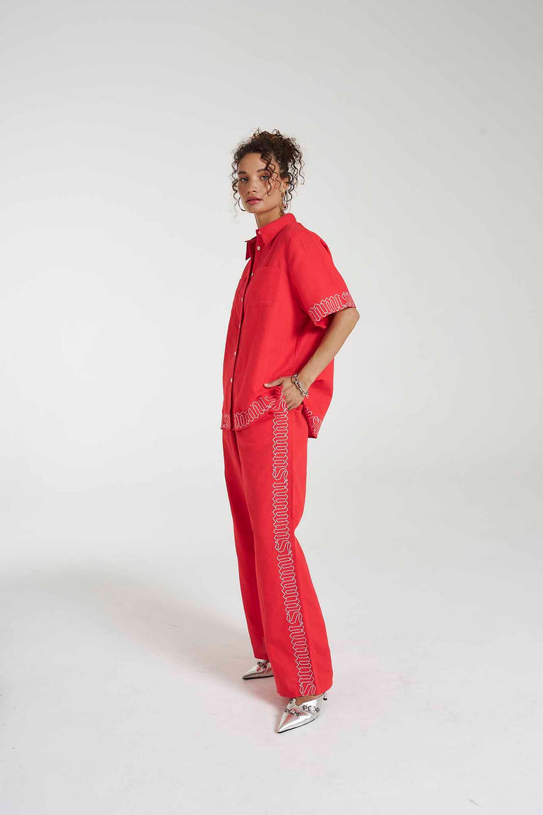 Summi Summi Sig Linen Shirt Scarlet