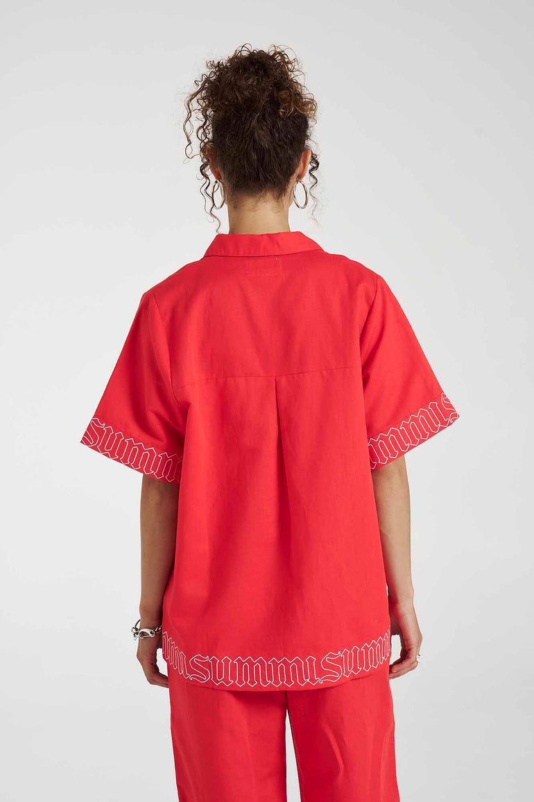 Summi Summi Sig Linen Shirt Scarlet