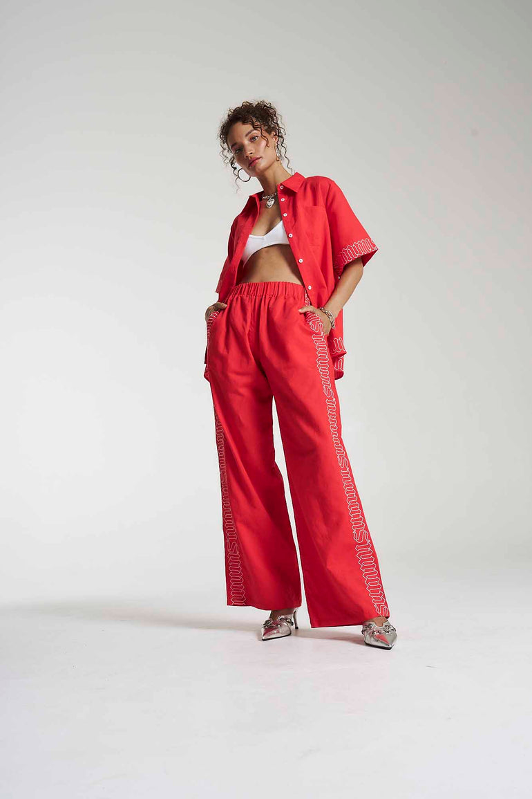 Summi Summi Sig Linen Pant Scarlet