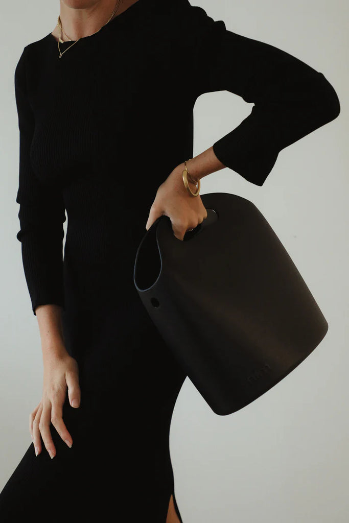 Nim Soles Bucket Bag Black W/ Black Gold Mono Strap