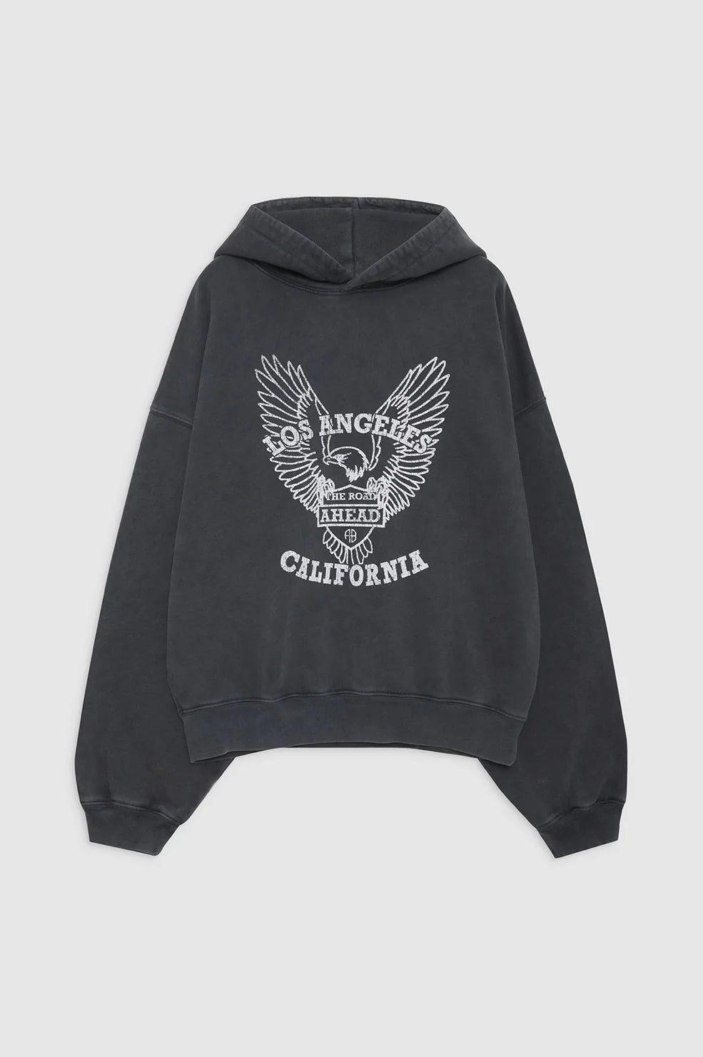Anine Bing Alec Hoodie White Eagle Washed Black