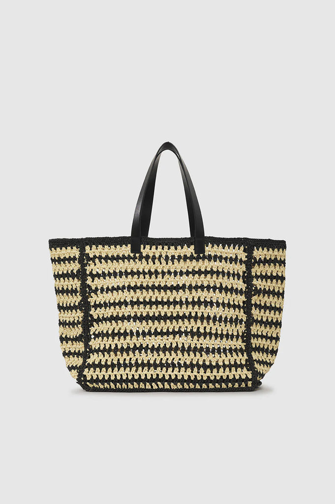 Anine Bing Large Rio Tote Black and Natural Stripe