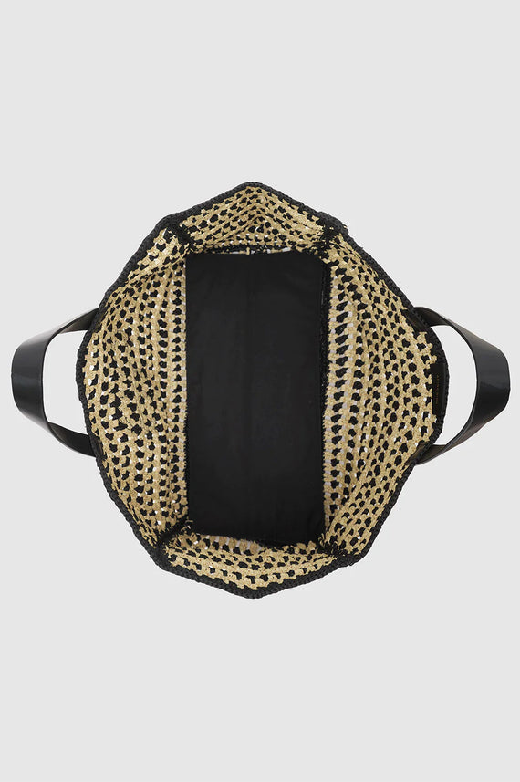 Anine Bing Large Rio Tote Black and Natural Stripe
