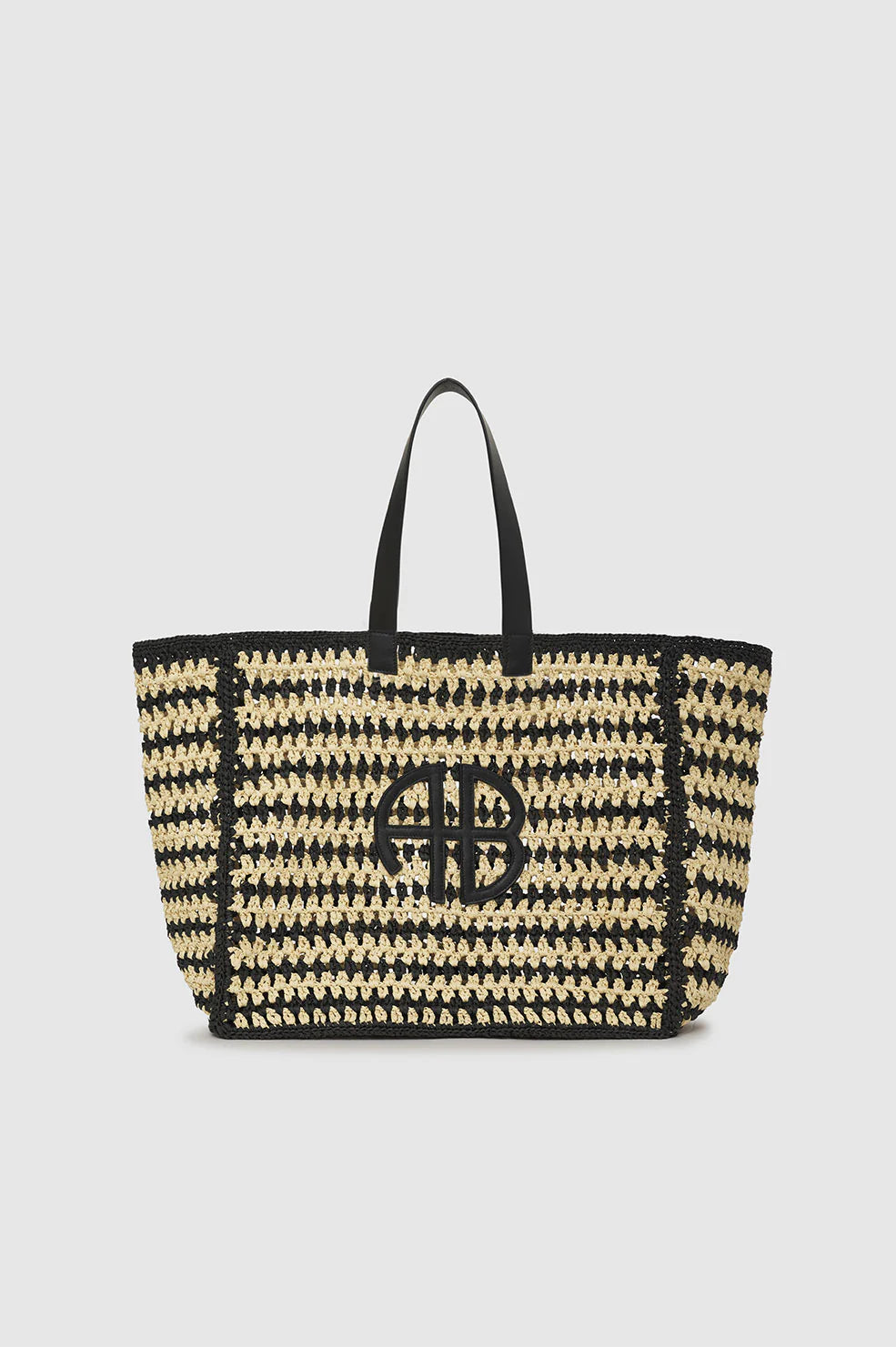 Anine Bing Large Rio Tote Black and Natural Stripe