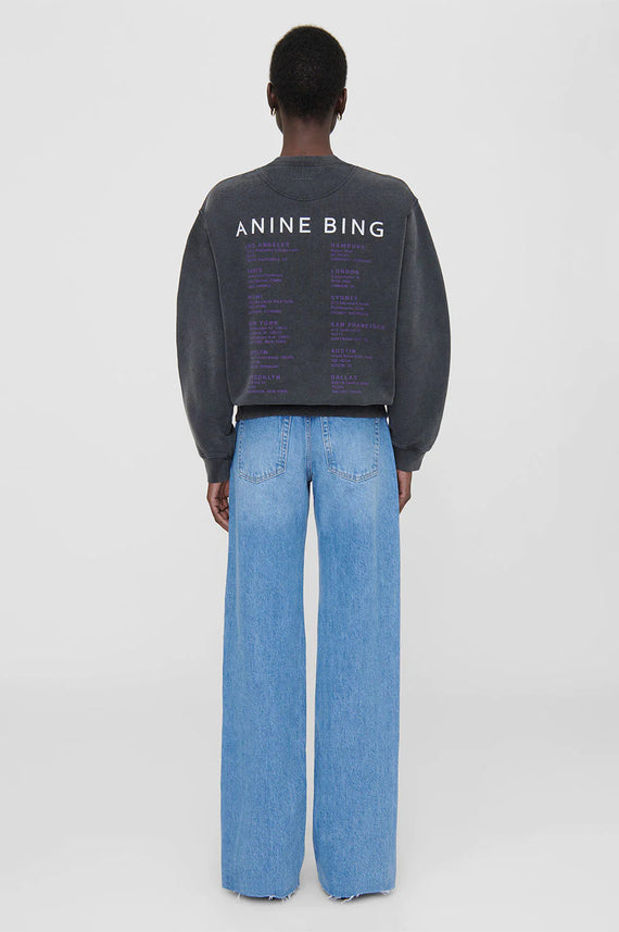 Anine Bing Ramona Sweatshirt Stardust Washed Black