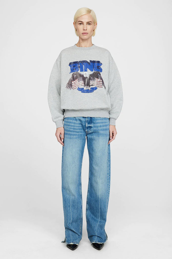 Anine Bing Vintage Bing Sweatshirt Heather Grey With Blue
