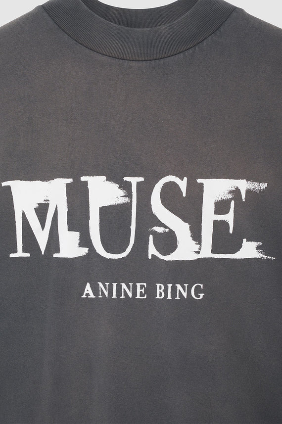 Anine Bing Wes Tee Painted Muse Washed Black