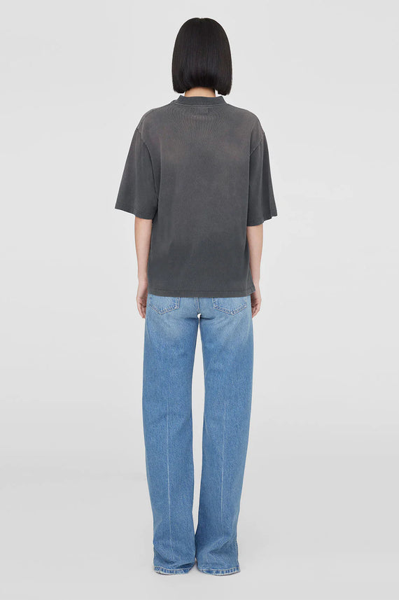 Anine Bing Wes Tee Painted Muse Washed Black