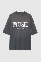 Anine Bing Wes Tee Painted Muse Washed Black