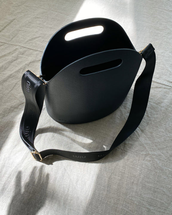 Nim Soles Bucket Bag Black W/ Black Gold Mono Strap