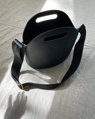 Nim Soles Bucket Bag Black W/ Black Gold Mono Strap