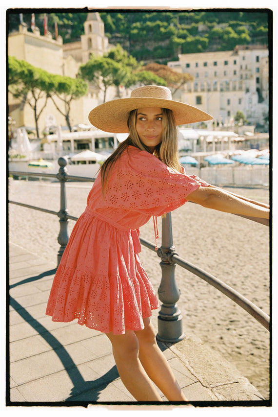 La Bohème Girls Miki Mini Dress Chilli Broderie Anglaise