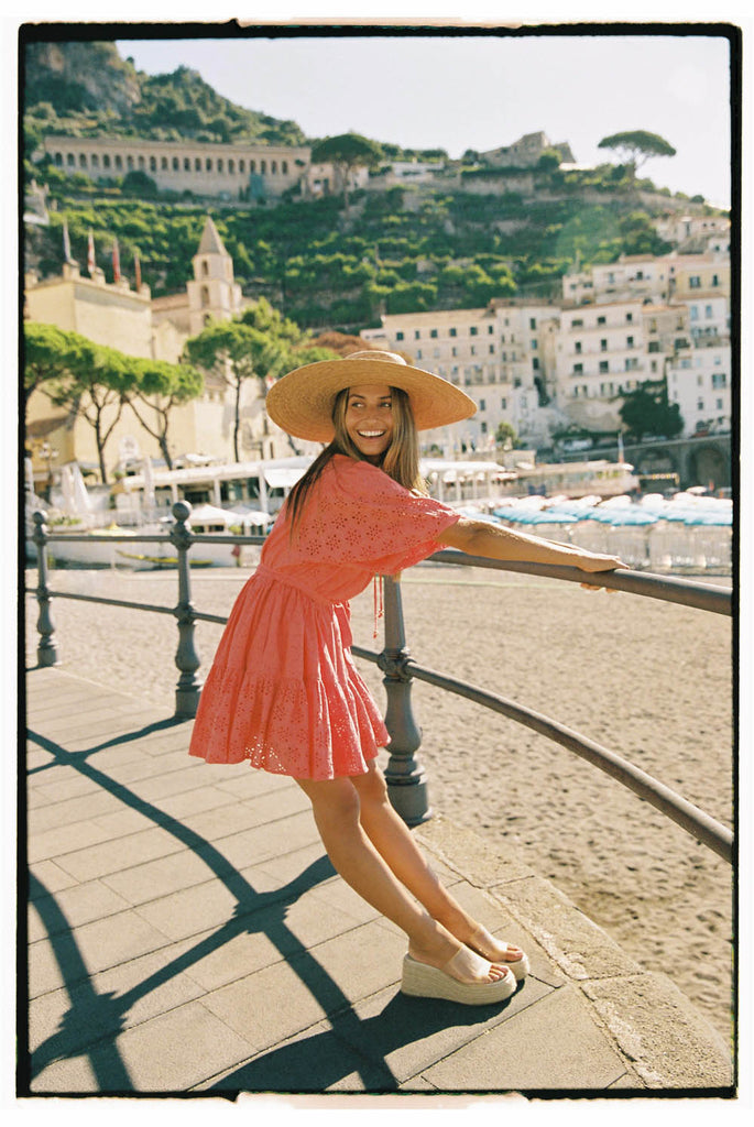 La Bohème Girls Miki Mini Dress Chilli Broderie Anglaise