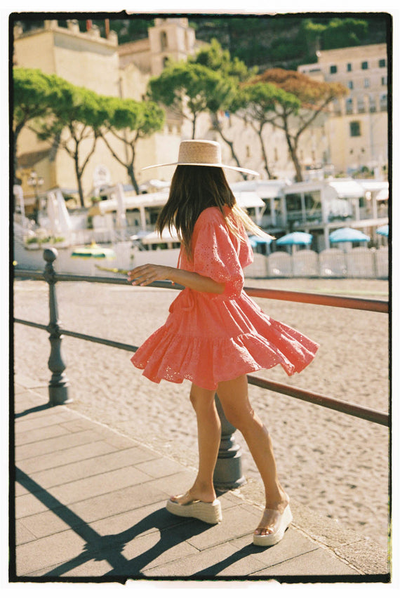La Bohème Girls Miki Mini Dress Chilli Broderie Anglaise