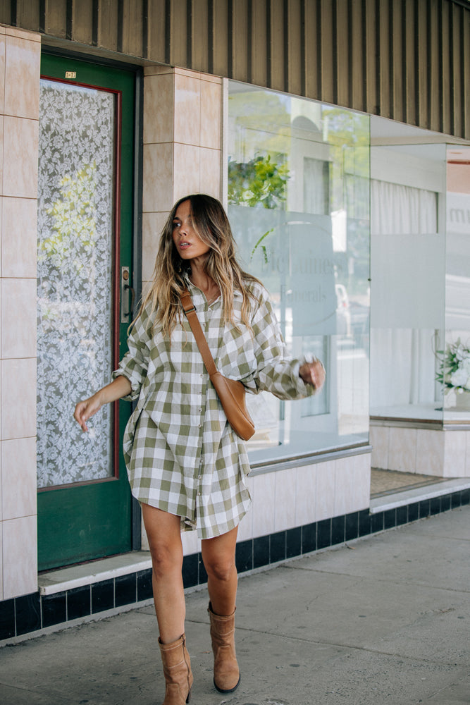 La Bohème Girls Clyde Shirt Moss Gingham