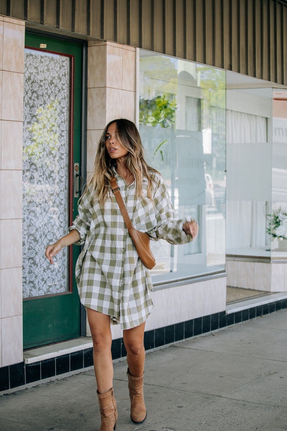 La Bohème Girls Clyde Shirt Moss Gingham