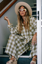 La Bohème Girls Clyde Shirt Moss Gingham