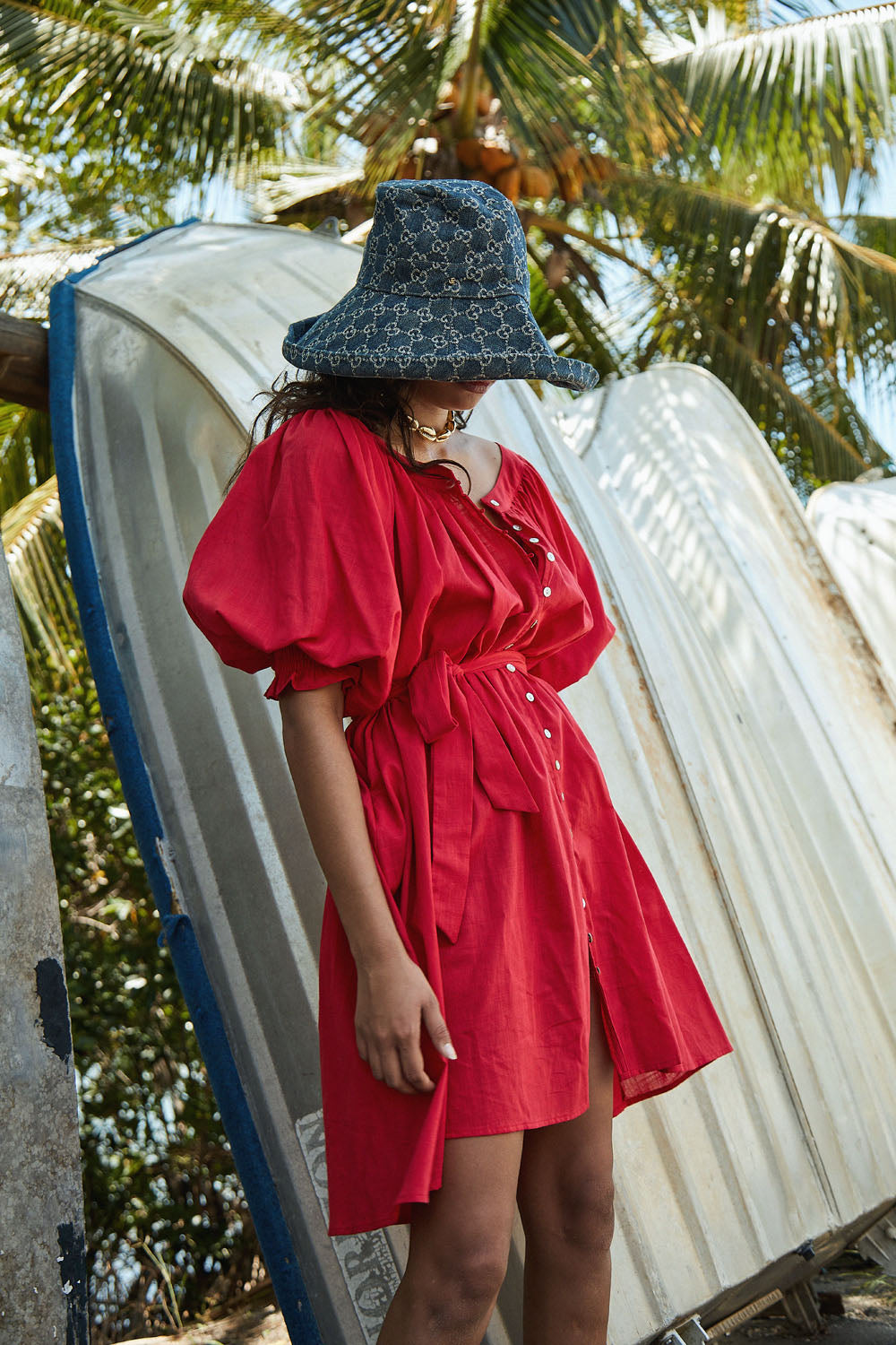 La Bohème Girls Hollie Smock Mini Dress Scarlet