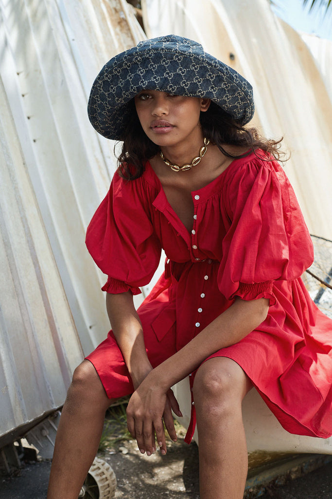 La Bohème Girls Hollie Smock Mini Dress Scarlet