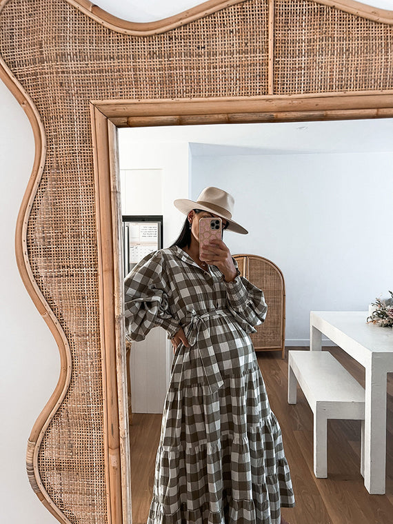La Bohème Girls Frida Maxi Dress Moss Gingham