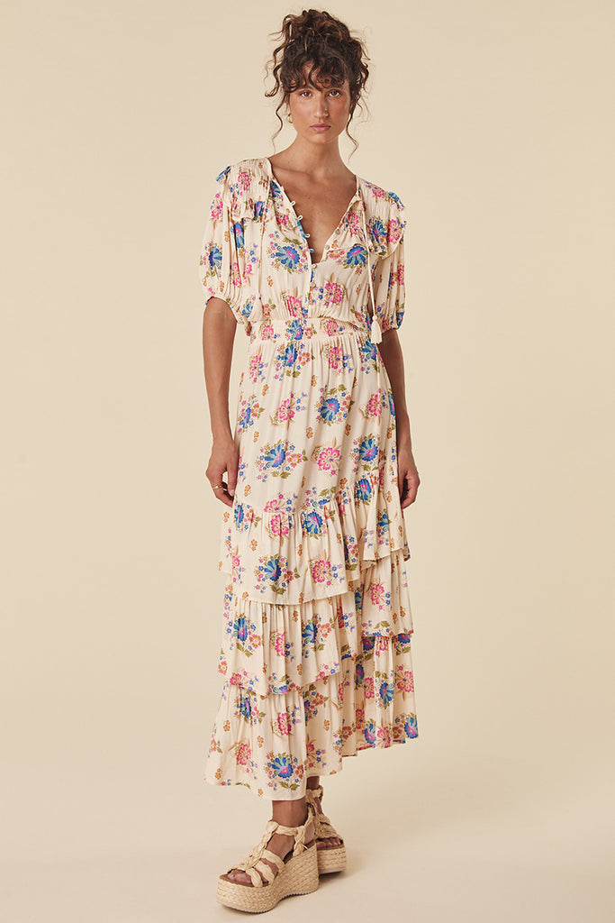 Spell Solstice Ruffle Gown Cream
