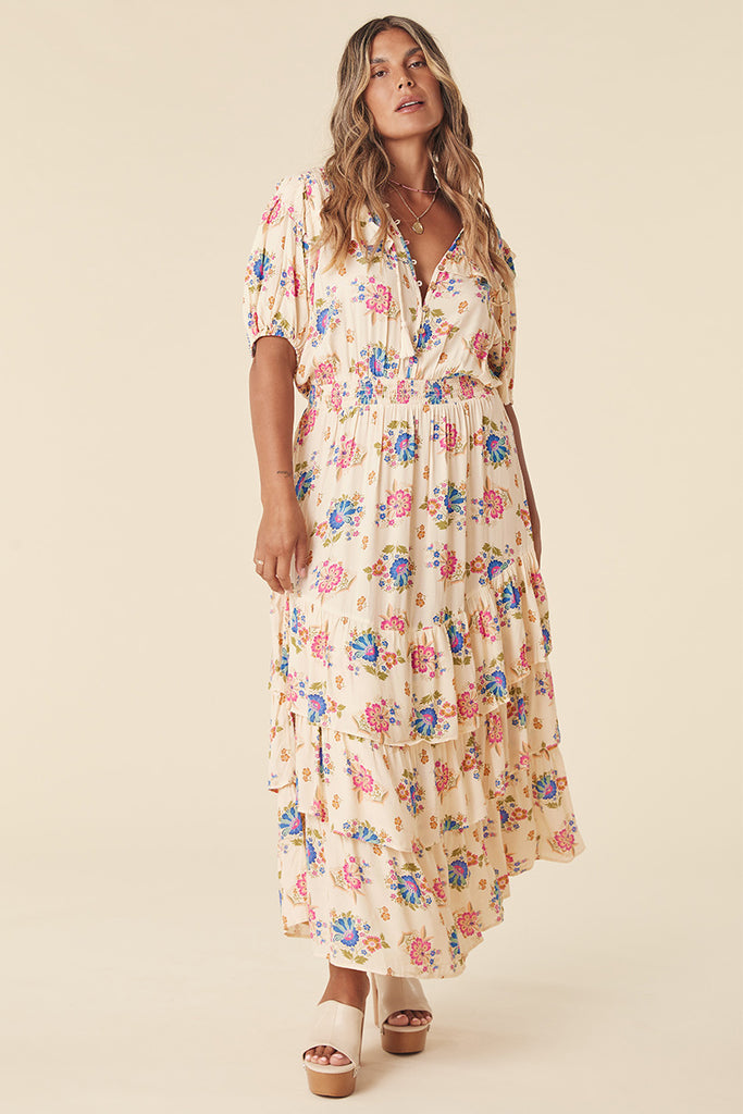 Spell Solstice Ruffle Gown Cream