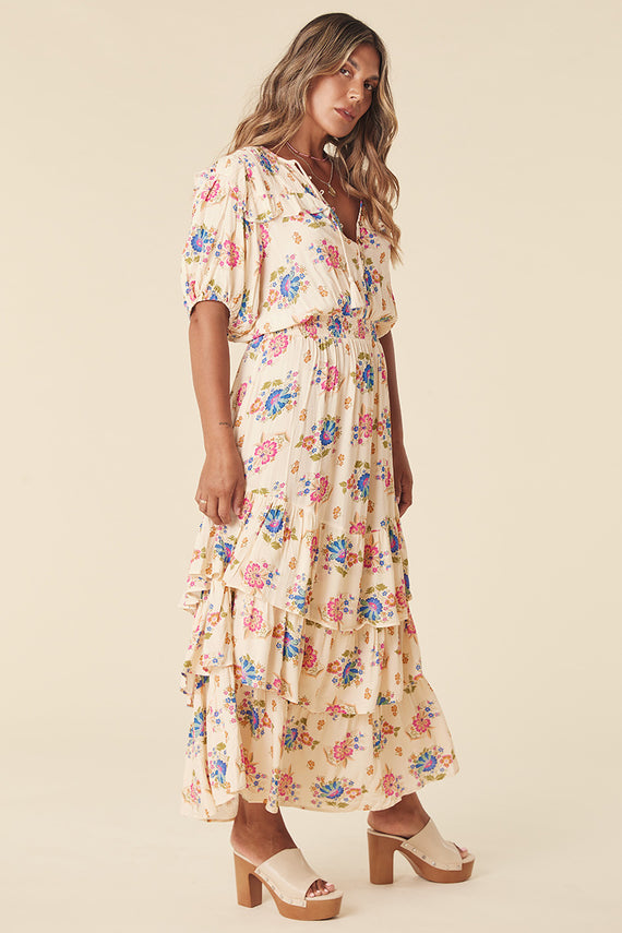 Spell Solstice Ruffle Gown Cream